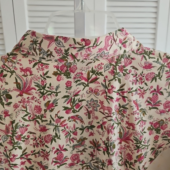 Denim & Co Vintage Floral Printed Button Up Top Sz M Career Romantic Cottagecore - Picture 9 of 10